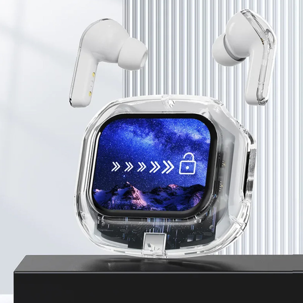 Clear Sound Meets Glassy Screen Futuristic Wireless Bluetooth Headphones Vista Shops