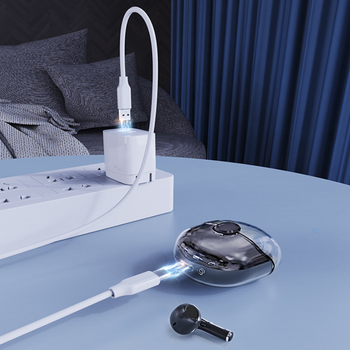 Clear Top Bluetooth Earphone With Charger Vista Shops