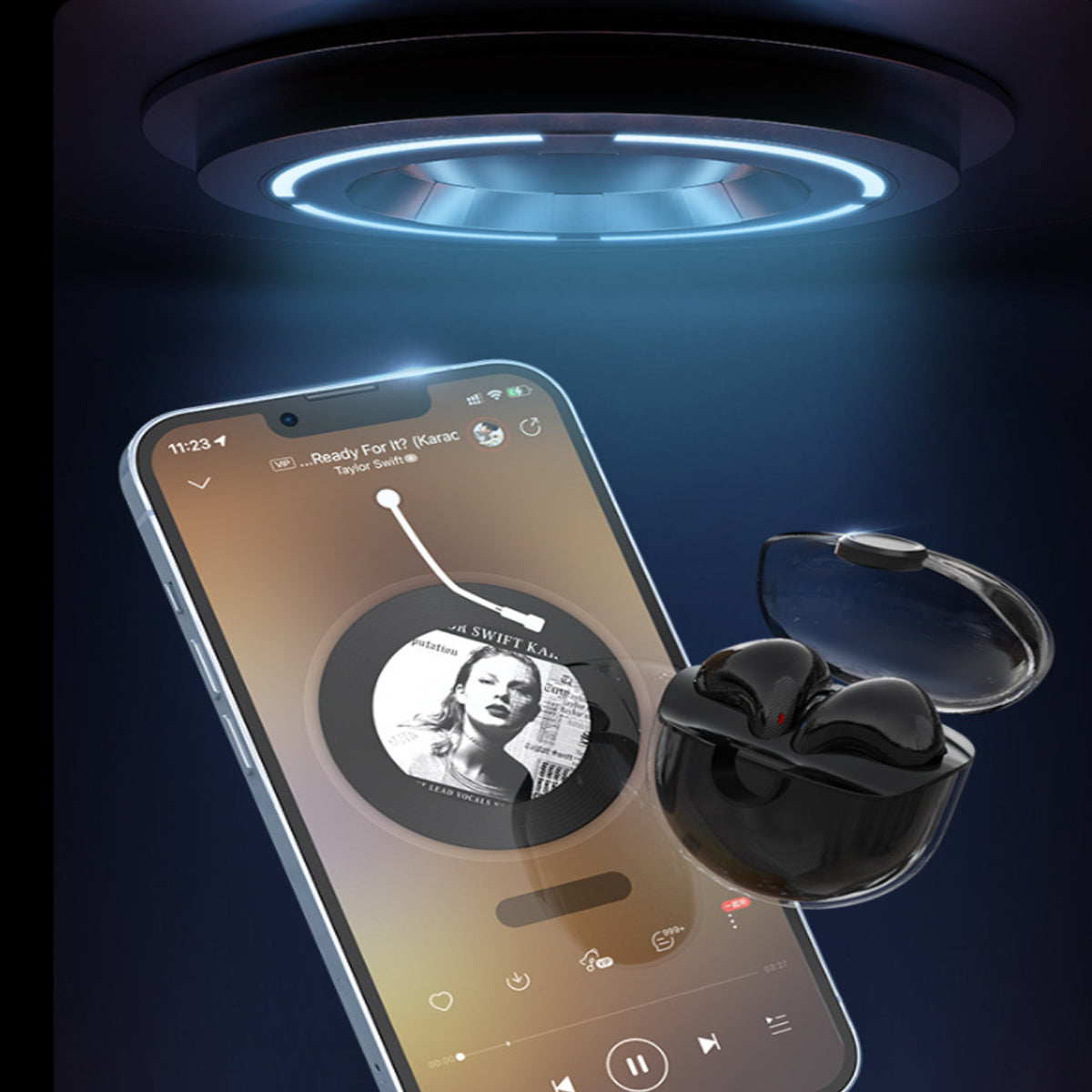 Clear Top Bluetooth Earphone With Charger Vista Shops