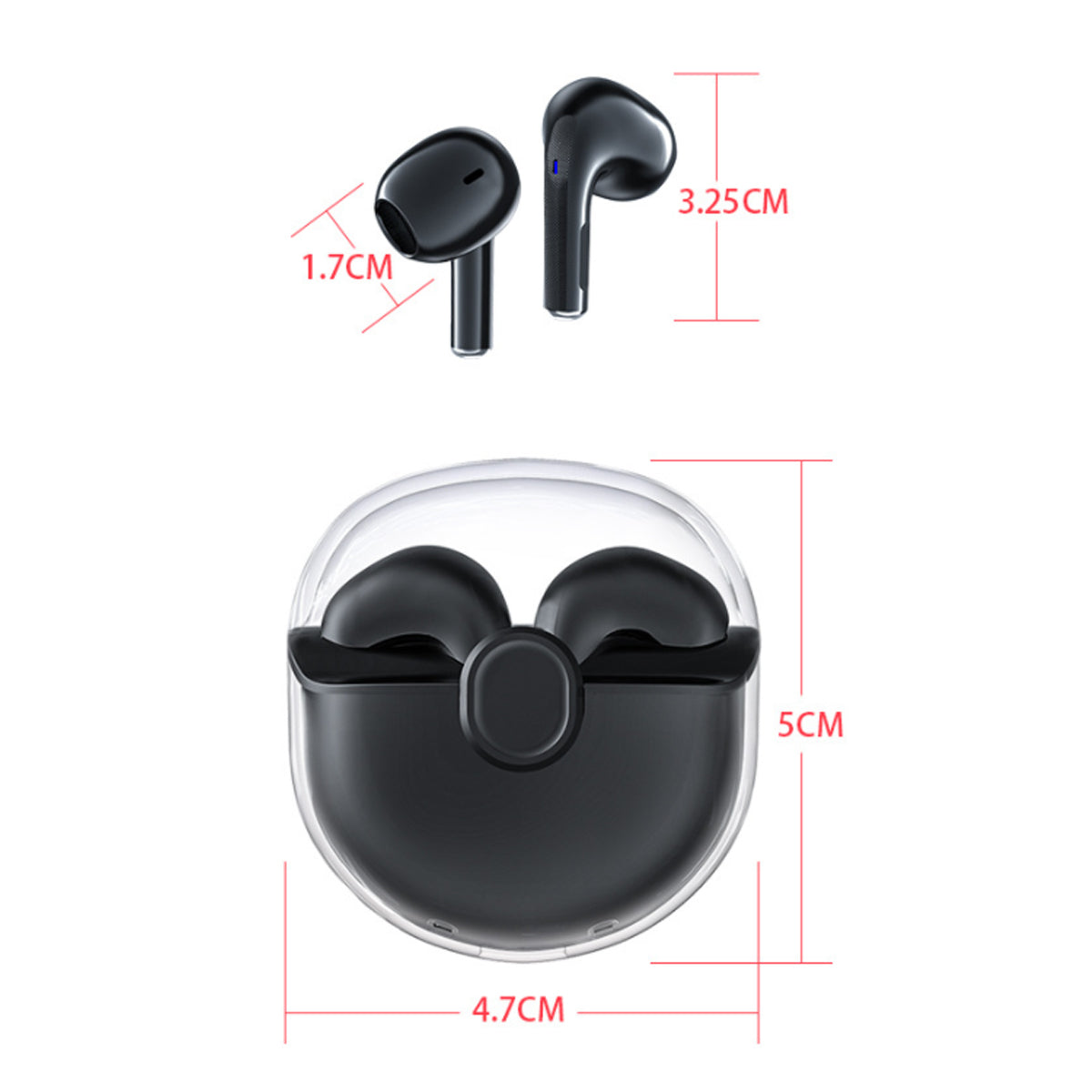 Clear Top Bluetooth Earphone With Charger Vista Shops