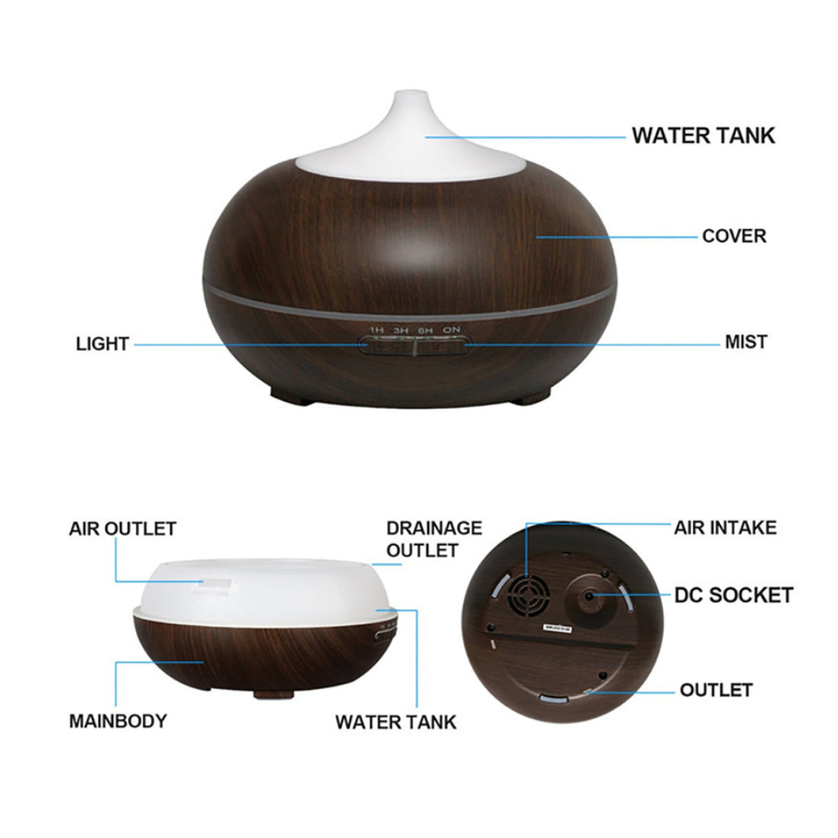 Mistyrious Essential Oil Humidifier Natural Oak Design With Easy Remote (Copy) SHOPS