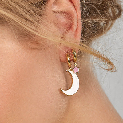 Love Beyond Moon And The Stars Romantic Hoop Earrings Vista Shops