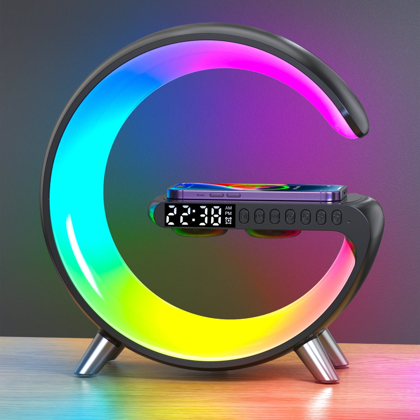 Mooncave Light Wireless Charger And Speaker With Clock Vista Shops