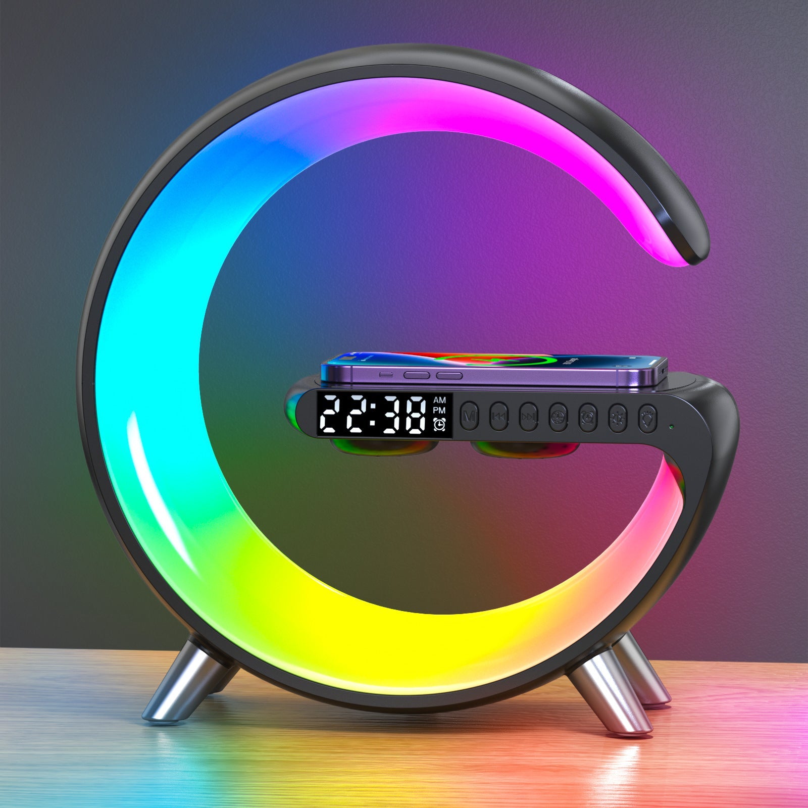 Mooncave Light Wireless Charger And Speaker With Clock Vista Shops