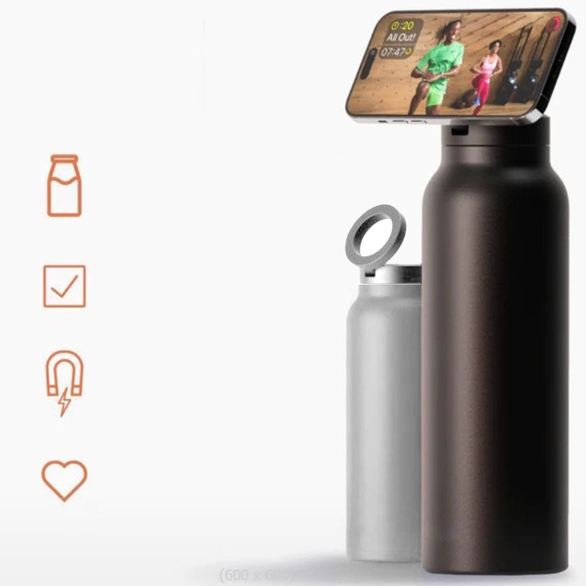 Aquaala Stick And Swivel Magnetic Cap Phone Holder Water Bottle