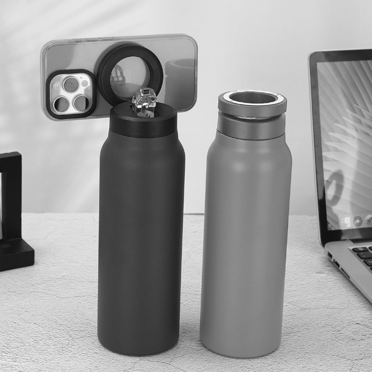 Aquaala Stick And Swivel Magnetic Cap Phone Holder Water Bottle