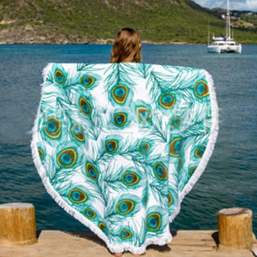 Peacock On The Beach Lounger Tapestry Full Of Colors And Beauty VistaShops