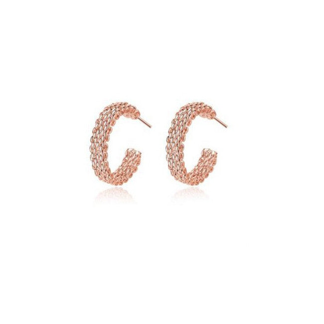 Love At First Sight 18 Kt Gold Plated 925 Sterling Silver Polished And Rose Gold Plated Cross Link Cable Earrings Vista Shops