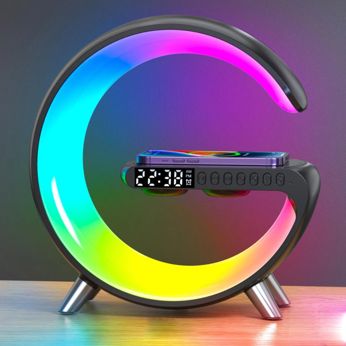 Mooncave Light Wireless Charger And Speaker With Clock Vista Shops
