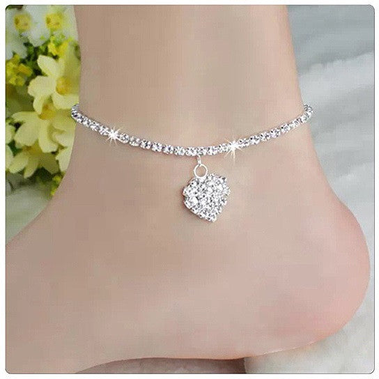 Glowing Heart Crystal Anklet Vista Shops