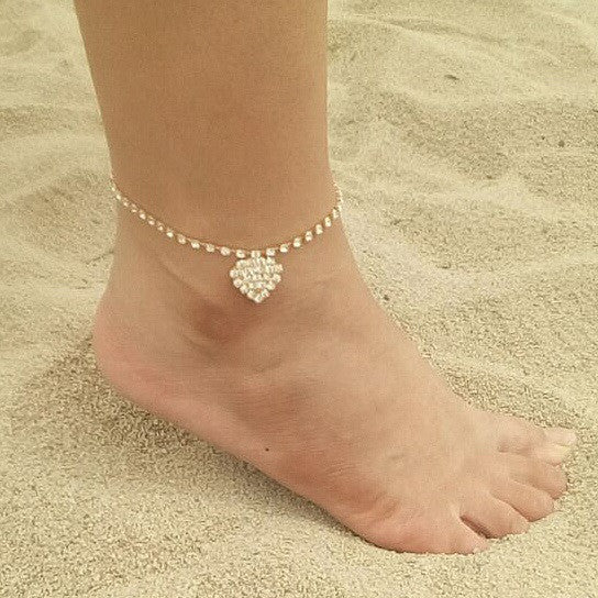 Glowing Heart Crystal Anklet Vista Shops