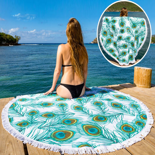 Peacock On The Beach Lounger Tapestry Full Of Colors And Beauty VistaShops