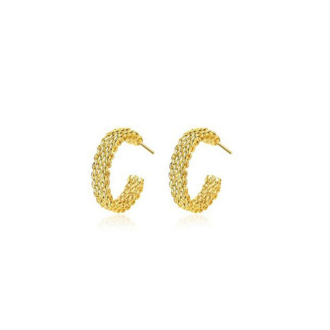 Love At First Sight 18 Kt Gold Plated 925 Sterling Silver Polished And Rose Gold Plated Cross Link Cable Earrings Vista Shops