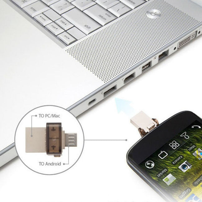 Dual Port Micro USB Flash Storage Memory Drive Vista Shops