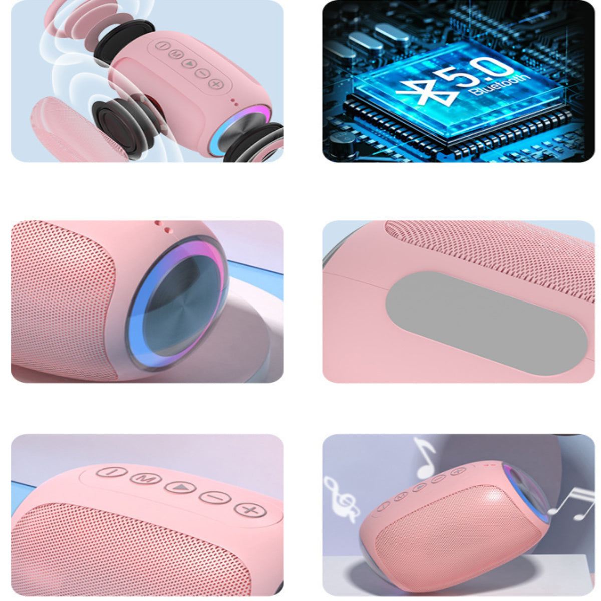 Oval Drum Bluetooth Speaker With LED Ring Light Vista Shops