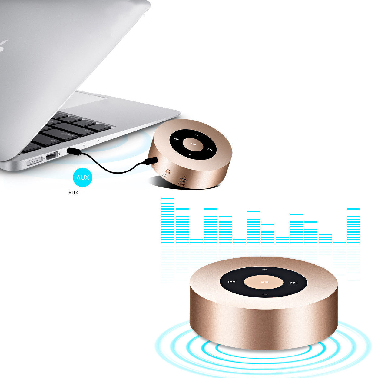 Minimal Metallic Bluetooth Speaker and MP3 Player Vista Shops