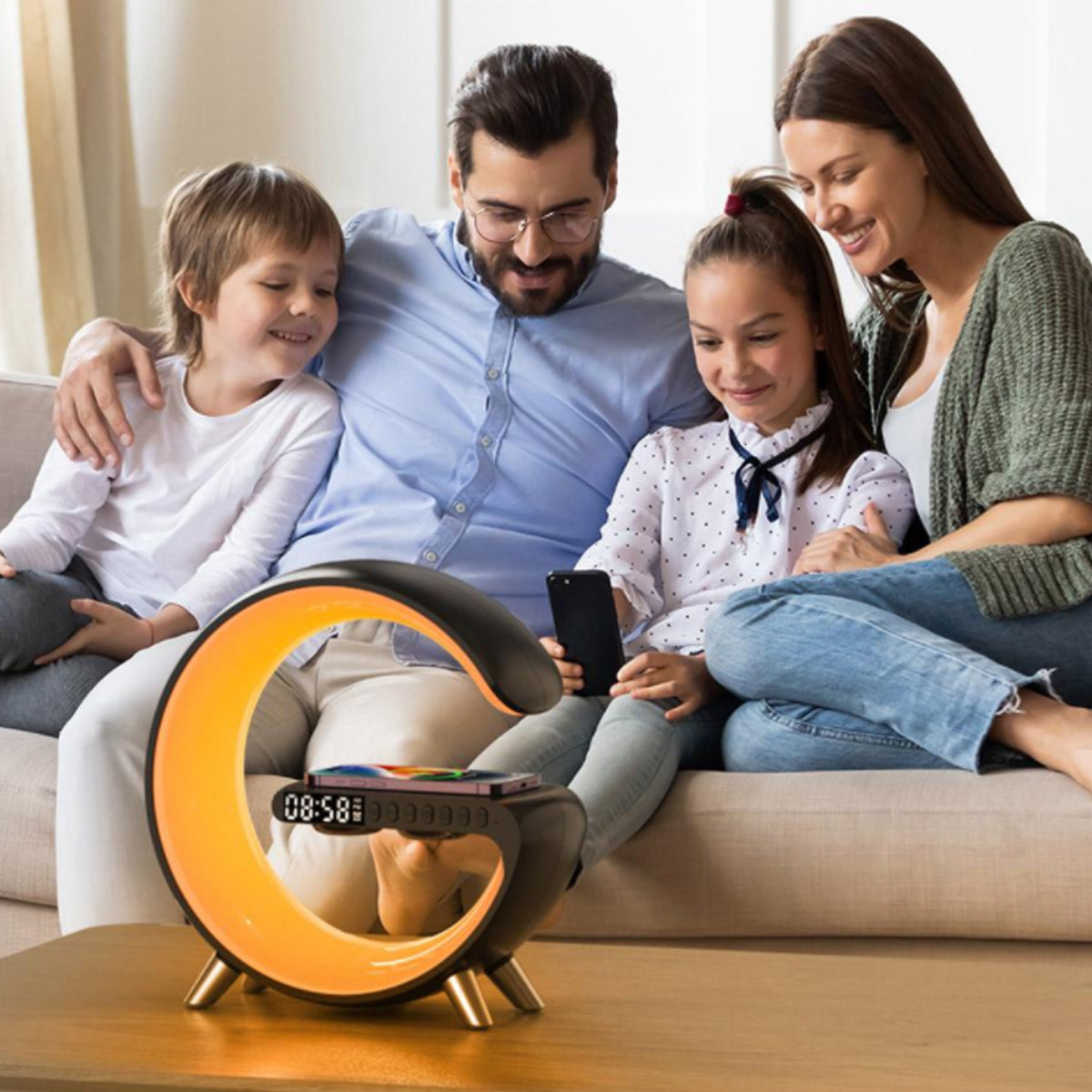 Mooncave Light Wireless Charger And Speaker With Clock Vista Shops