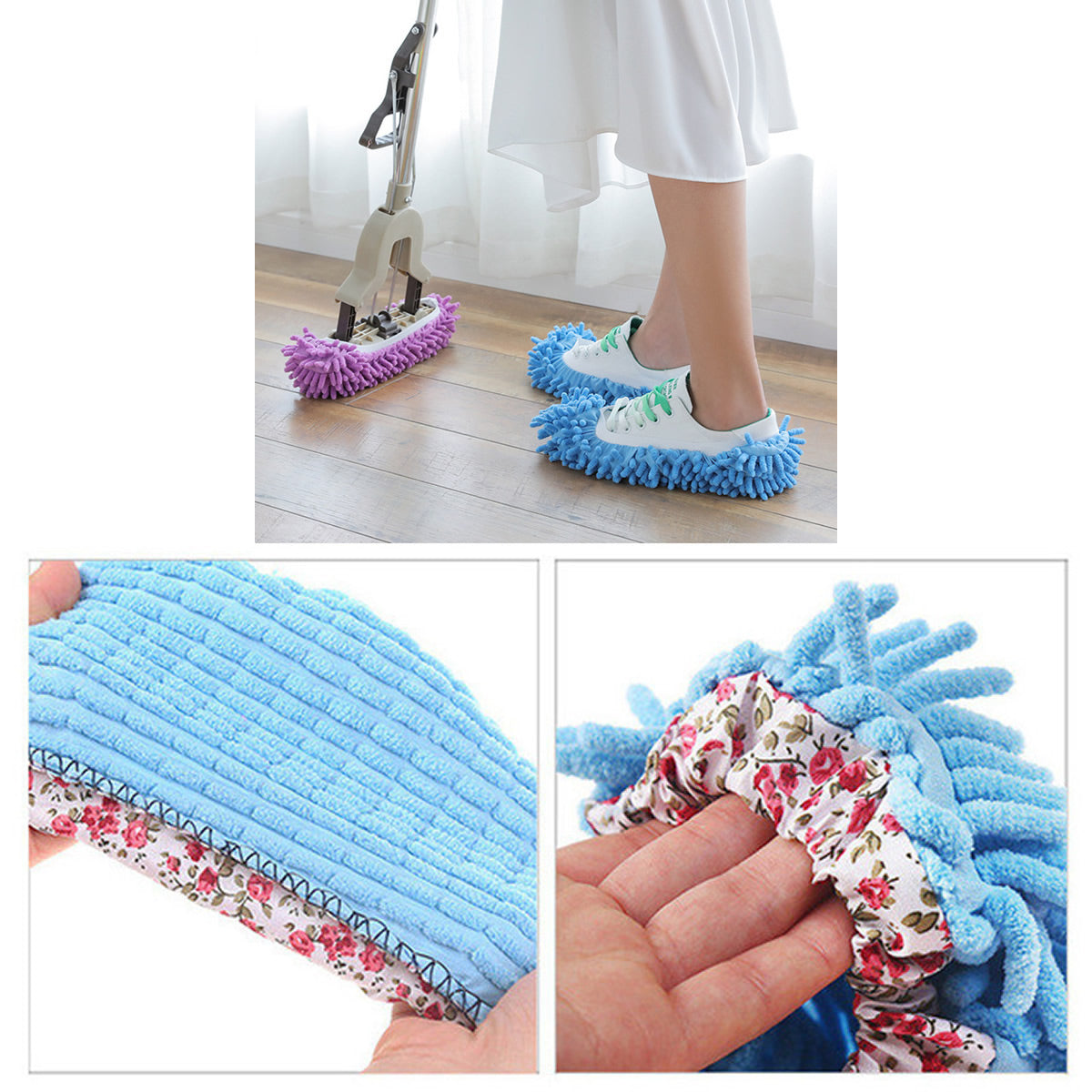 Lazy Maid Quick Mop Slip-On Slippers 3 pairs Vista Shops
