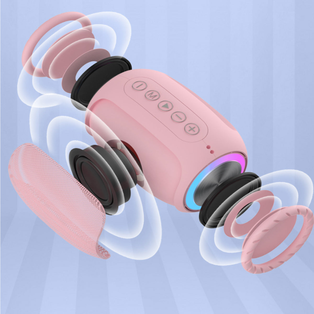 Oval Drum Bluetooth Speaker With LED Ring Light Vista Shops