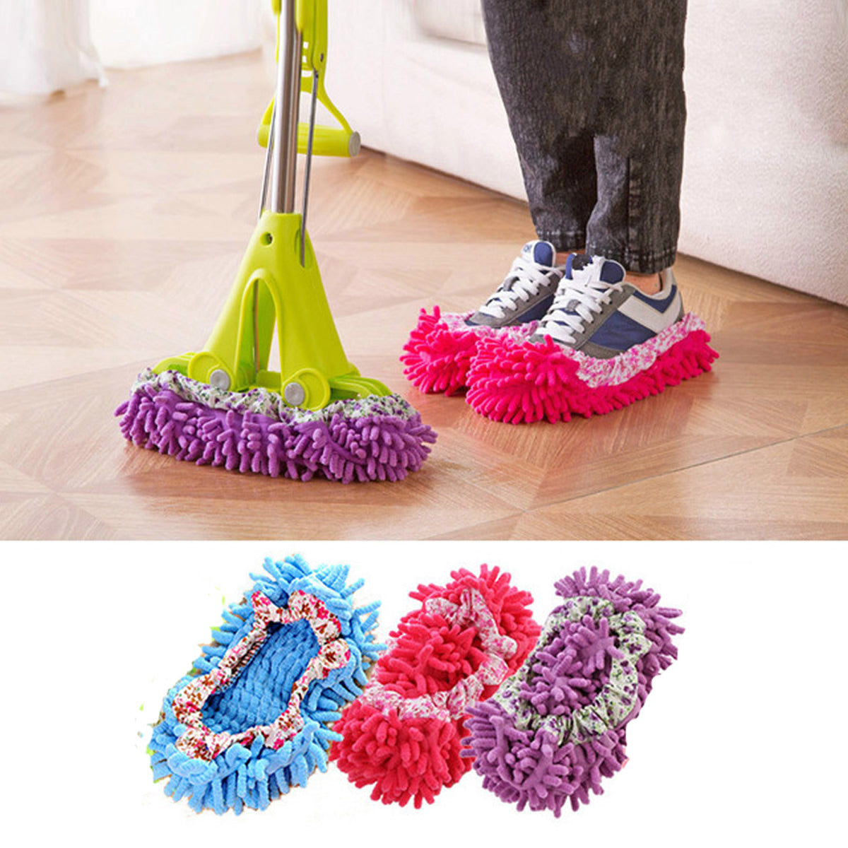 Lazy Maid Quick Mop Slip-On Slippers 3 pairs Vista Shops