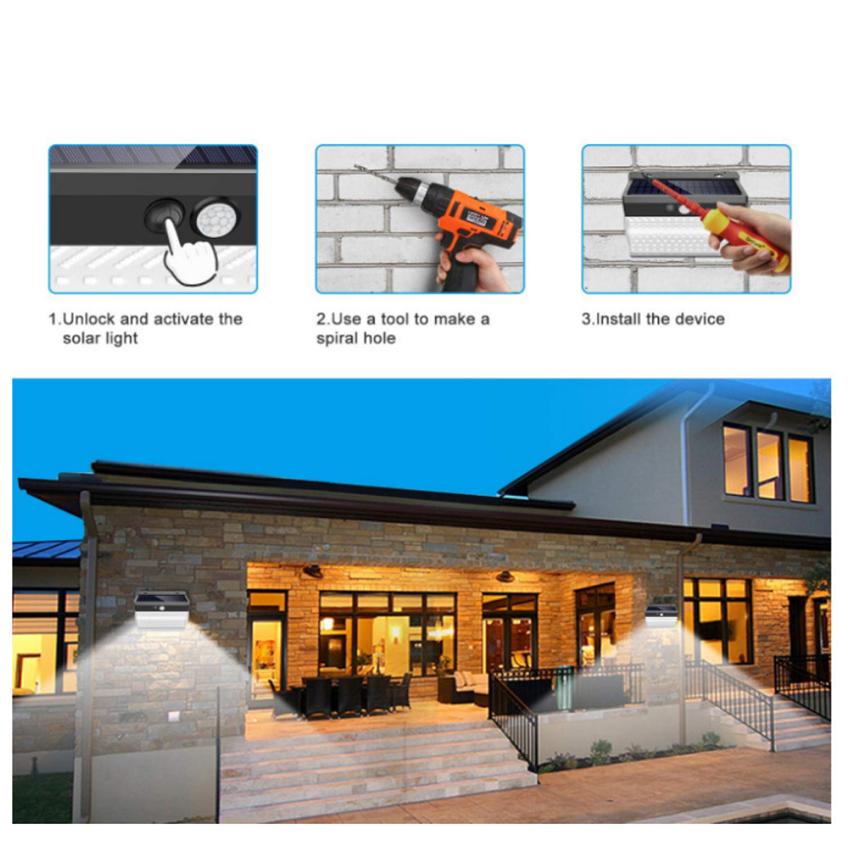 Lumina 206 LED Cluster Lights With Solar Power And Motion Sensor - 2/pack Vista Shops