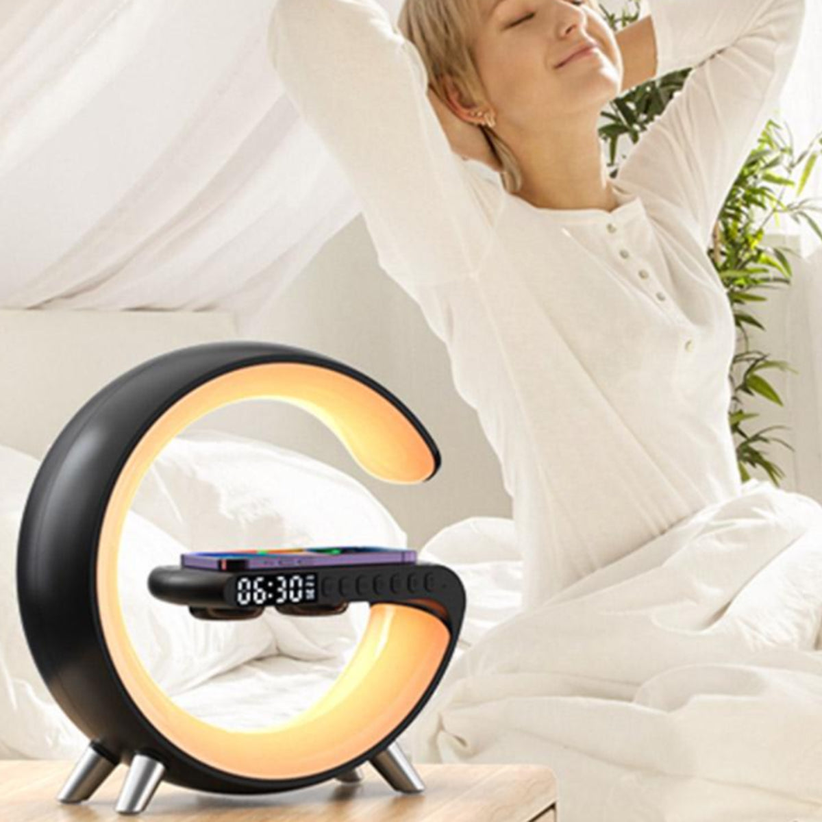 Mooncave Light Wireless Charger And Speaker With Clock Vista Shops