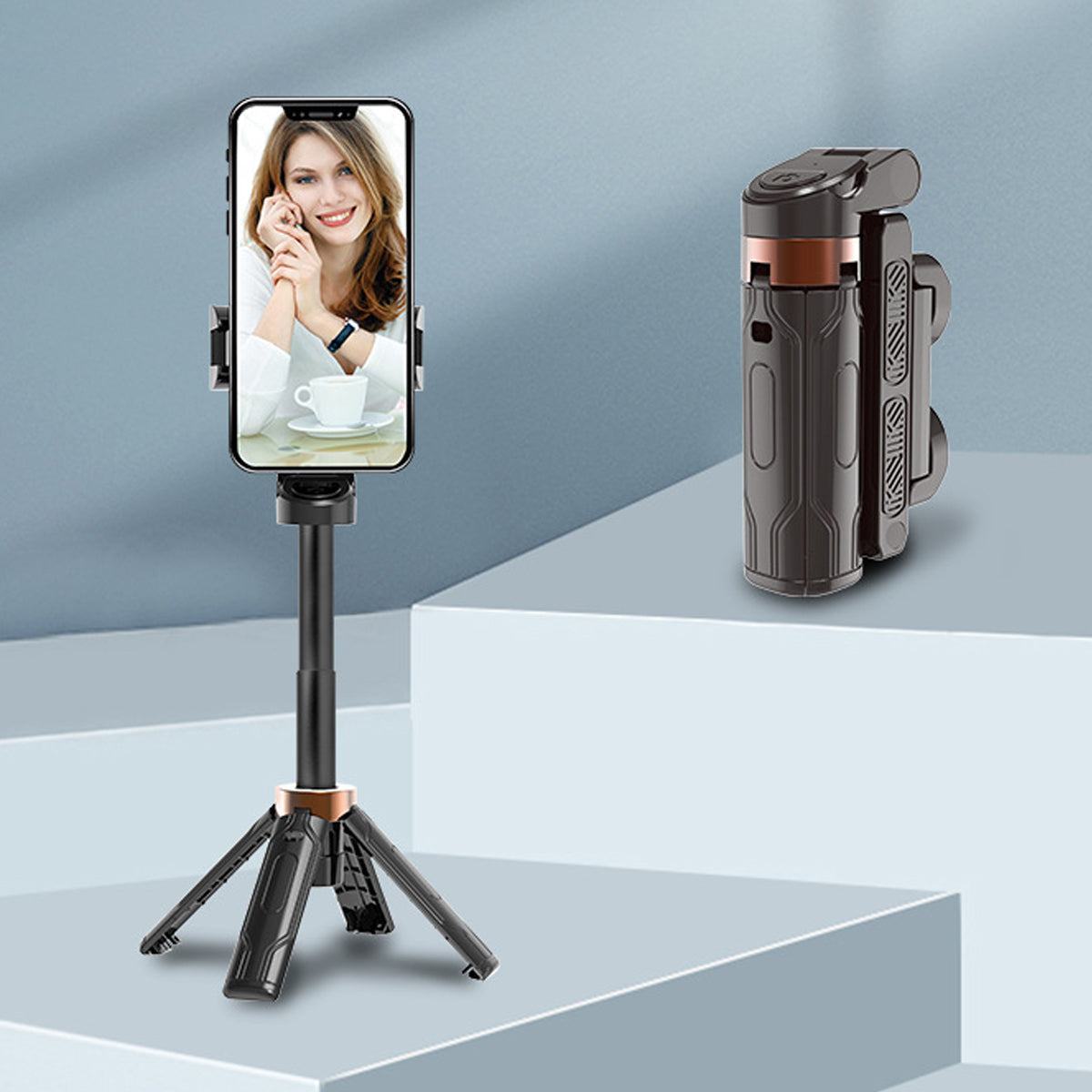 Golden Hours 360 Mini Selfie Stick Turn Quadpod For Best Content Creation Vista Shops