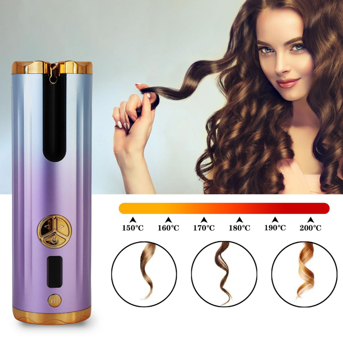 Smooth Waves Auto Cordless Portable Curling Iron Vista Shops