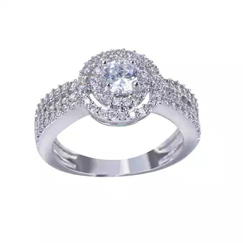 ARTDECO Double Halo Ring 18Kt White Gold Overlay Vista Shops
