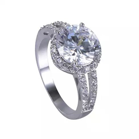 Love Struck Diamond Crystals Platinum Plated Halo Ring Vista Shops