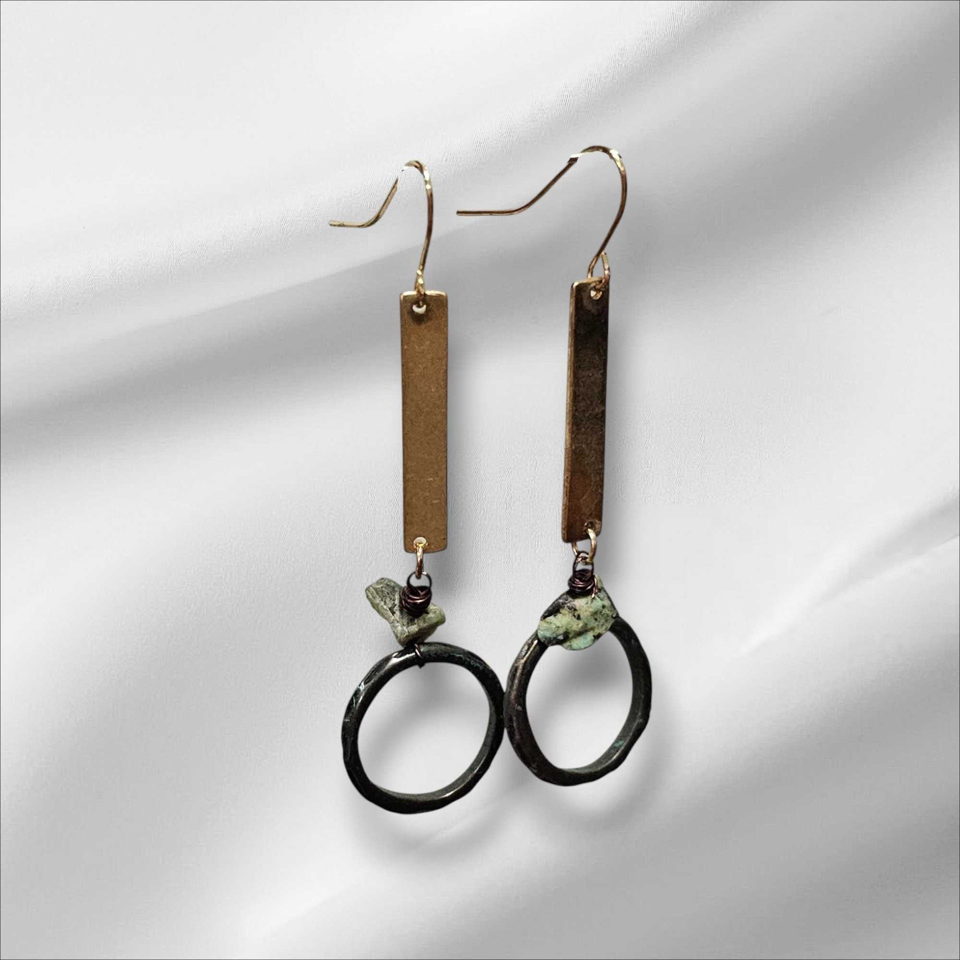 Age Old Charm Hook Earrings In Mix Metals And A Gem Vista Shops