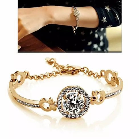 Queen's Luck Swarovski Crystal Bracelets In White And Yellow Gold Overlay Vista Shops