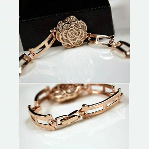 ROSE IS A ROSE 18kt Rose Crystal Bracelet In Rose Gold Polish Vista Shops