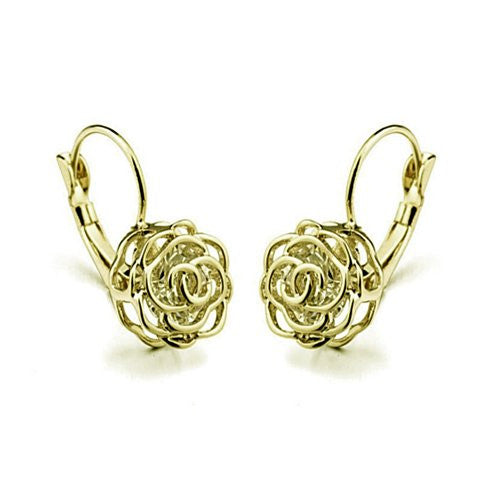 ROSE IS A ROSE 18kt Rose Crystal Earrings In White Yellow And Rose Gold Plating Vista Shops
