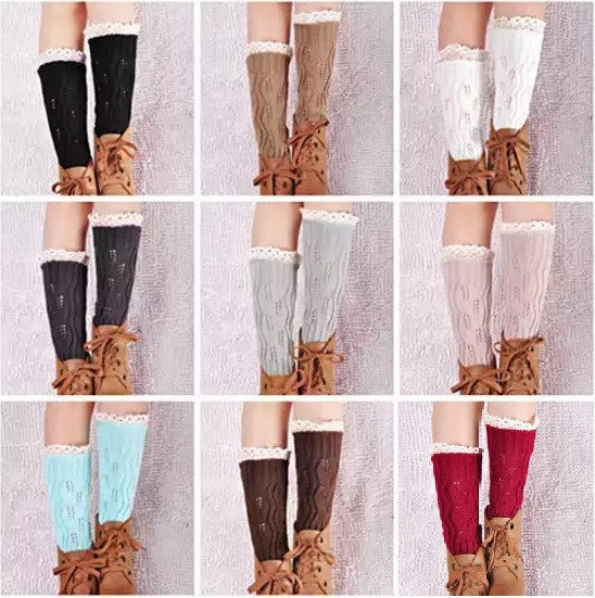 Vintage Style CableKnit At Your Feet Leg Warmer Socks With Lace Vista Shops
