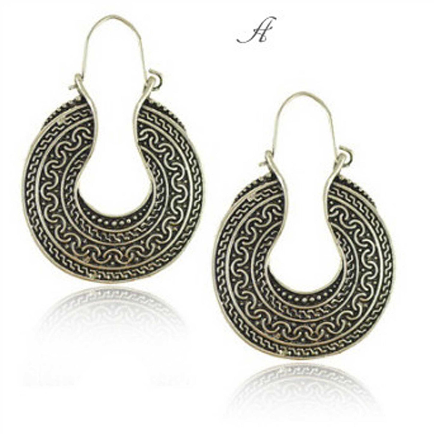 Exotic Tribe Vintage Style Silver Filigree Hoop Earrings For World Traveller