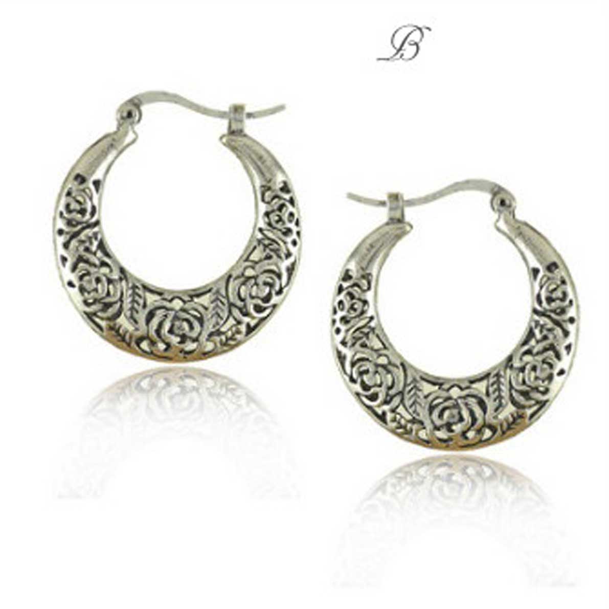 Exotic Tribe Vintage Style Silver Filigree Hoop Earrings For World Traveller