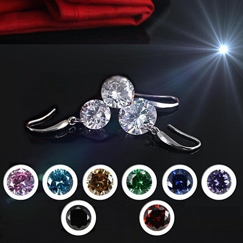 Colorful Diamond in the Sky - Drilled Crystal Diamond in S/M/L on a 925 Sterling Silver hook earrings Vista Shops
