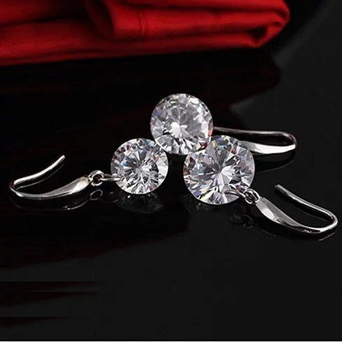 Diamond in the Sky - Drilled Crystal Diamond in S/M/L on a Sterling Silver Hook Earrings Vista Shops