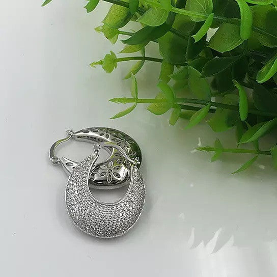 Poetic Pave Hoops Reversible Silver Earrings Vista Shops
