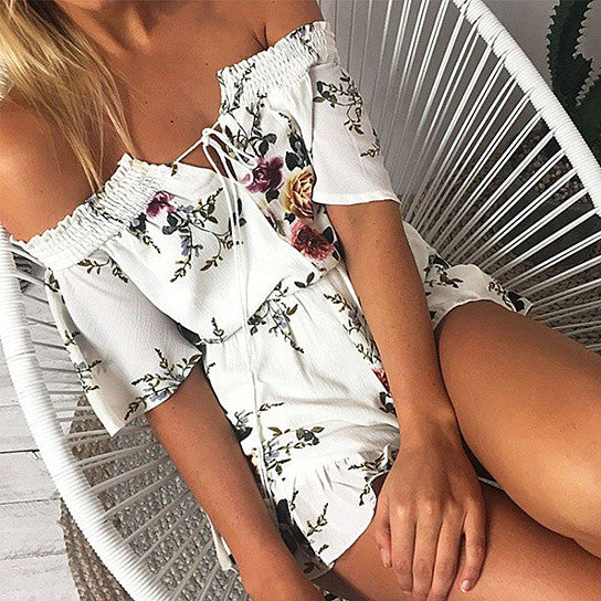 Floral Off the Shoulder Romper Vista Shops