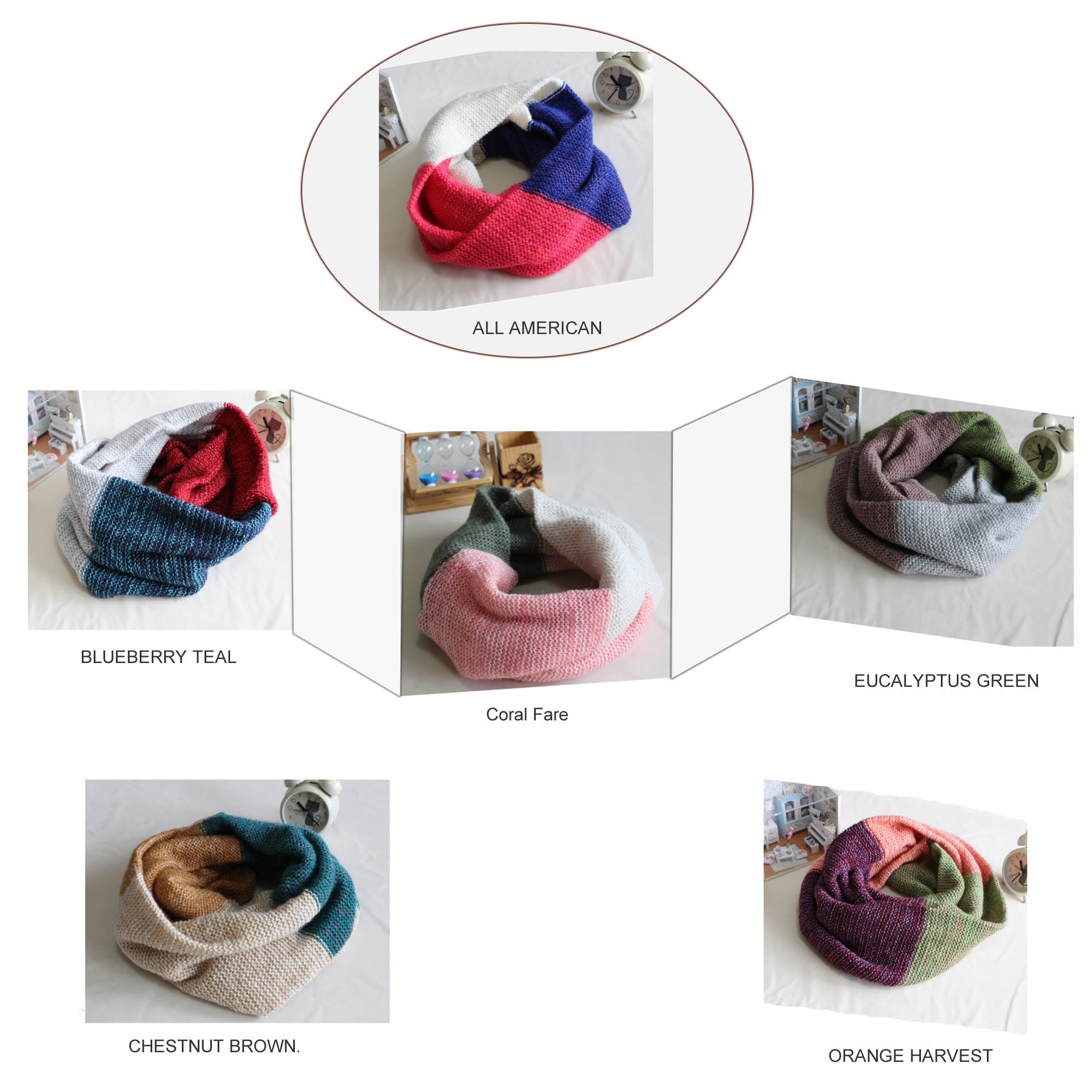 Awesome Hues TRI Color Infinity Scarves Vista Shops