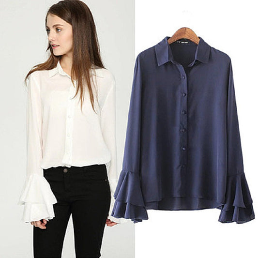 LaBella Chiffon Bell Sleeves Shirt Vista Shops