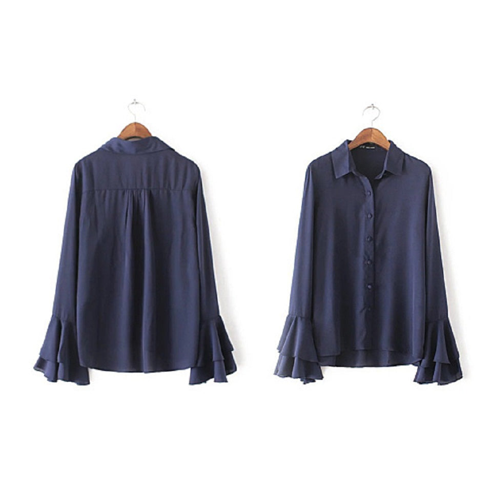 LaBella Chiffon Bell Sleeves Shirt Vista Shops
