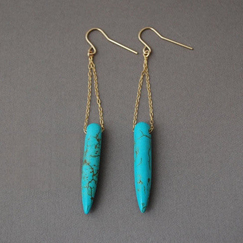Tribal Spirit Turquoise Gold Plated Earrings Vista Shops